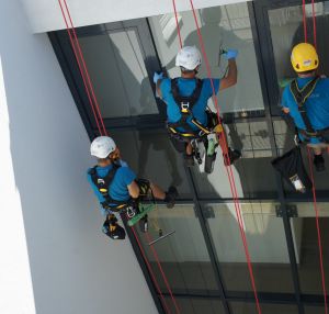 Glasfassadenreinigung mit Höhenfacharbeitern für Domizil